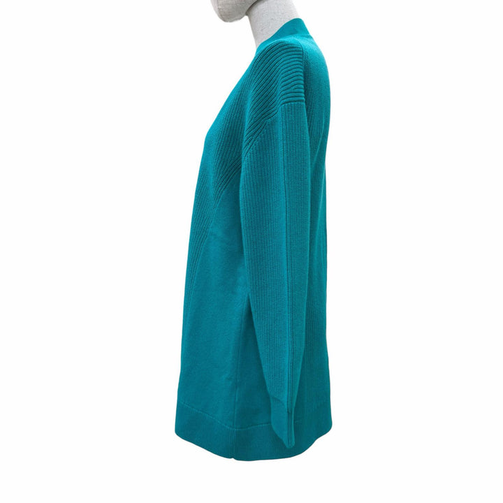 極美品☆HERMES エルメス 24SS 4E2702D1 カシミヤ100％ セリエボタン オーバーサイズ ニット カーディガン ブルーグリーン系 34 正規品