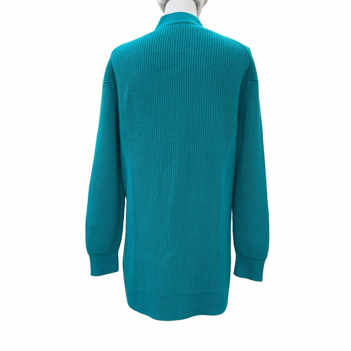 極美品☆HERMES エルメス 24SS 4E2702D1 カシミヤ100％ セリエボタン オーバーサイズ ニット カーディガン ブルーグリーン系 34 正規品