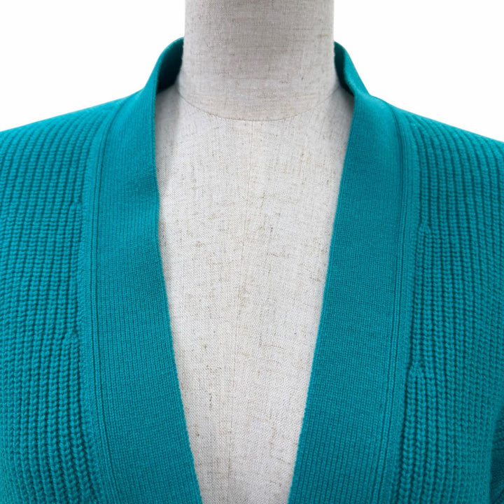 極美品☆HERMES エルメス 24SS 4E2702D1 カシミヤ100％ セリエボタン オーバーサイズ ニット カーディガン ブルーグリーン系 34 正規品