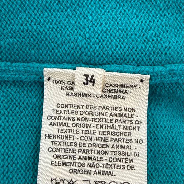 極美品☆HERMES エルメス 24SS 4E2702D1 カシミヤ100％ セリエボタン オーバーサイズ ニット カーディガン ブルーグリーン系 34 正規品