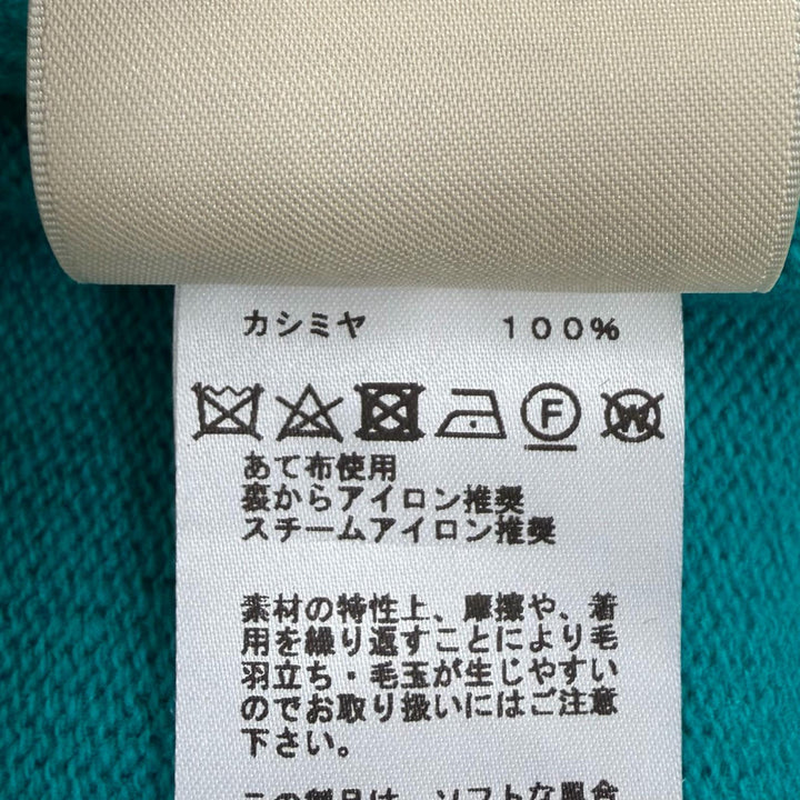 極美品☆HERMES エルメス 24SS 4E2702D1 カシミヤ100％ セリエボタン オーバーサイズ ニット カーディガン ブルーグリーン系 34 正規品