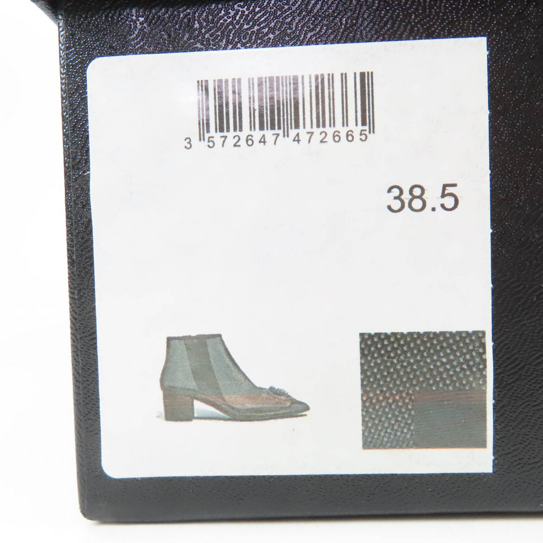 未使用品☆CHANEL シャネル G34544 ココマーク・カメリア メッシュデザイン アンクルブーツ ブラック 38.5 伊製 レディース 箱・保存袋付