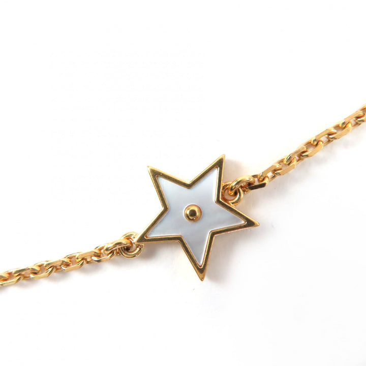 美品☆Christian Dior クリスチャンディオール N3480WOMMP Dior Destiny マザーオブパール スター・クローバー ネックレス ゴールド