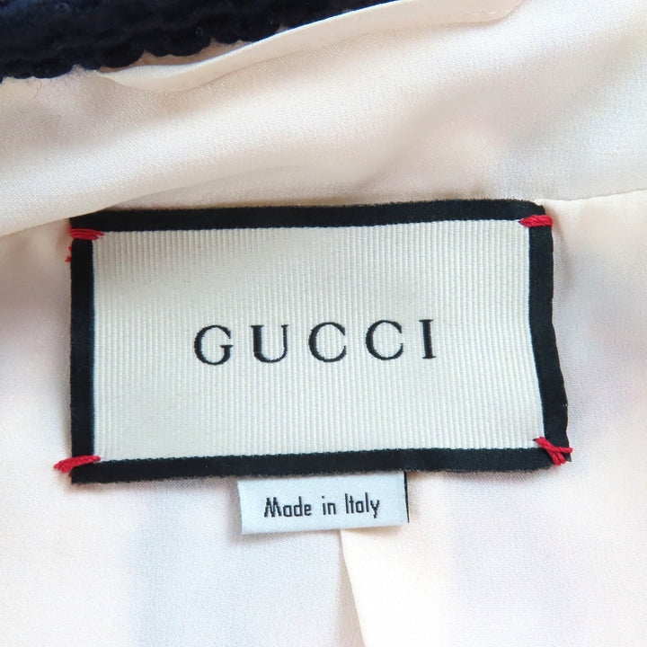 未使用品△GUCCI グッチ 569926 インターロッキングGボタン GG ツイード ノーカラージャケット ホワイト レッド ブルー 42 伊製 正規品