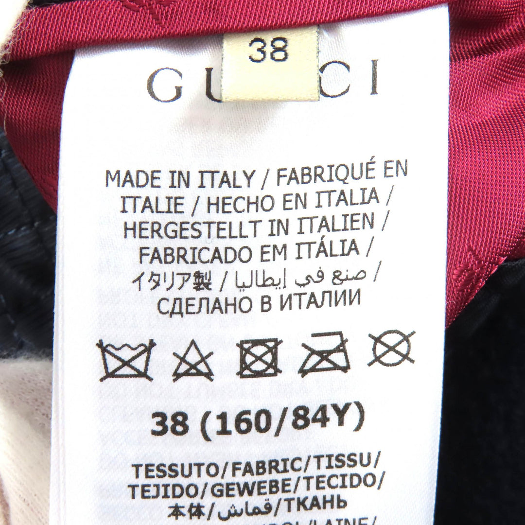 未使用品△GUCCI グッチ 669525 GGチェーン ボタン付き 中綿入り ウール ロング コート ネイビー 38 イタリア製 正規品 ハンガー付き