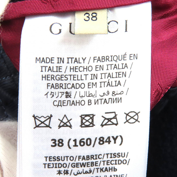 未使用品△GUCCI グッチ 669525 GGチェーン ボタン付き 中綿入り ウール ロング コート ネイビー 38 イタリア製 正規品 ハンガー付き