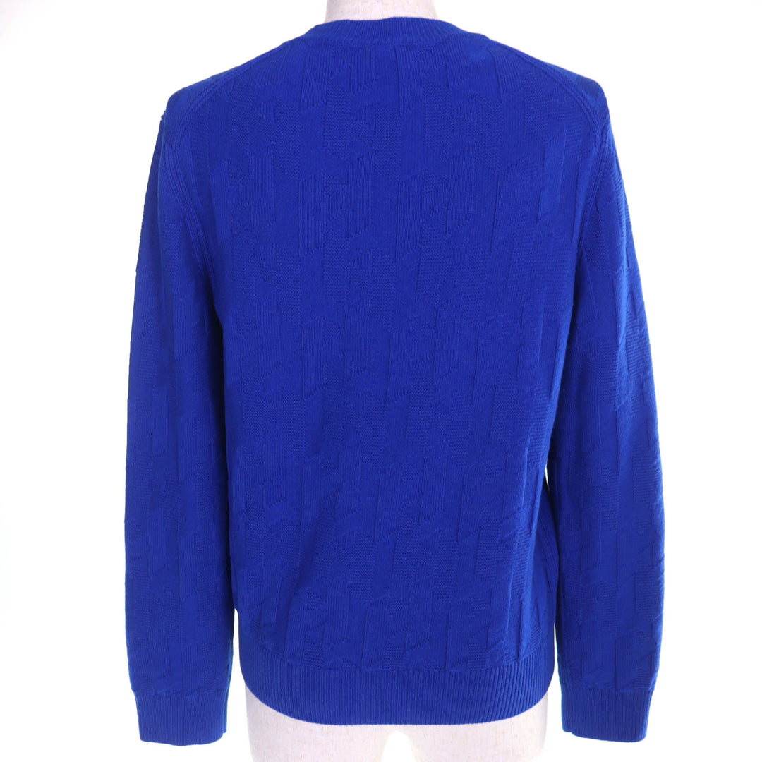 極美品△HERMES エルメス 24SS 4E2611D3 ウール100％ Hモチーフ 総柄 クルーネック 長袖 ニット セーター ブルー 40 正規品 レディース