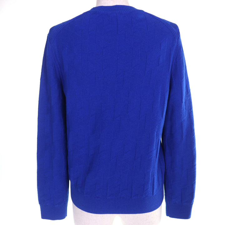 極美品△HERMES エルメス 24SS 4E2611D3 ウール100％ Hモチーフ 総柄 クルーネック 長袖 ニット セーター ブルー 40 正規品 レディース