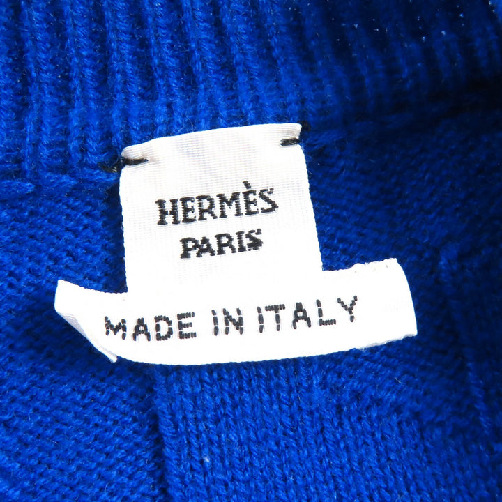 極美品△HERMES エルメス 24SS 4E2611D3 ウール100％ Hモチーフ 総柄 クルーネック 長袖 ニット セーター ブルー 40 正規品 レディース