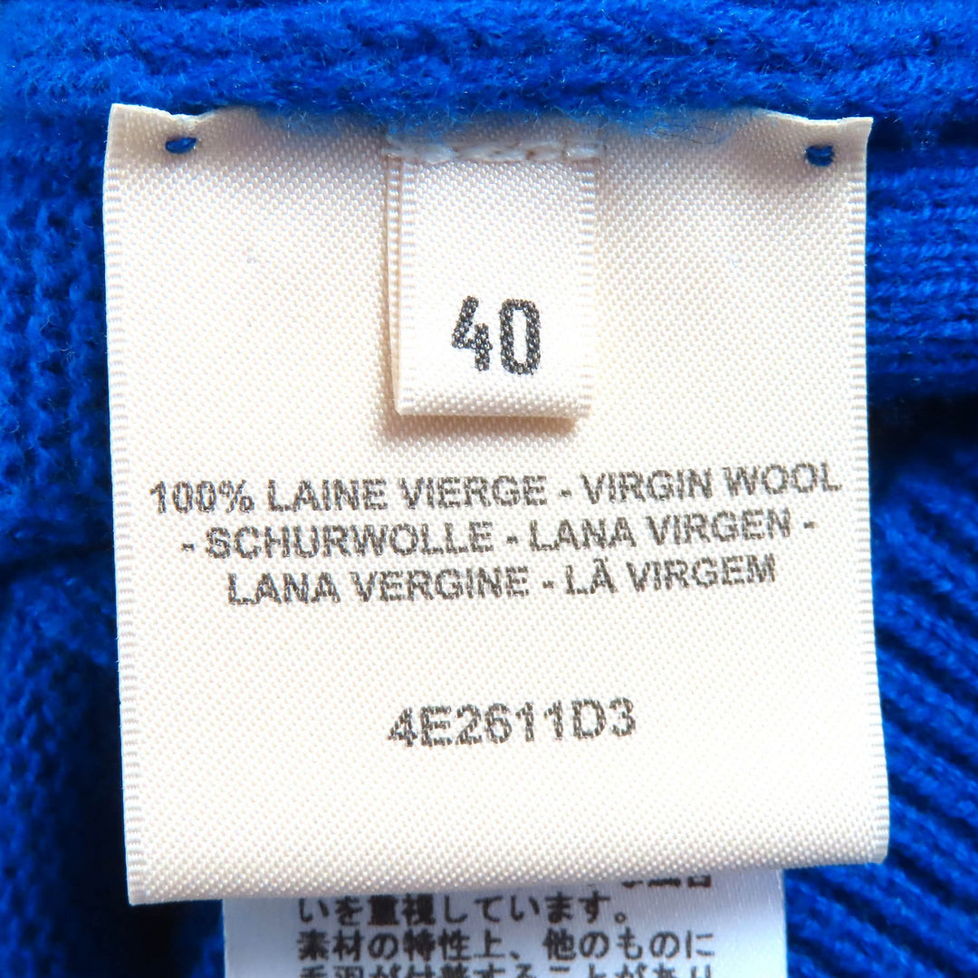 極美品△HERMES エルメス 24SS 4E2611D3 ウール100％ Hモチーフ 総柄 クルーネック 長袖 ニット セーター ブルー 40 正規品 レディース