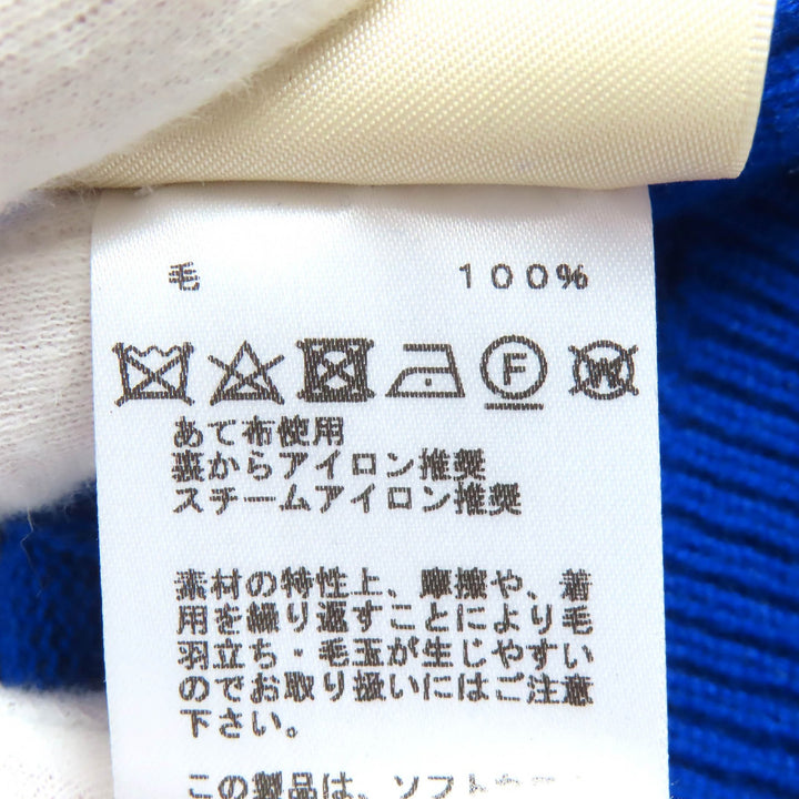 極美品△HERMES エルメス 24SS 4E2611D3 ウール100％ Hモチーフ 総柄 クルーネック 長袖 ニット セーター ブルー 40 正規品 レディース