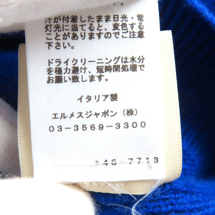 極美品△HERMES エルメス 24SS 4E2611D3 ウール100％ Hモチーフ 総柄 クルーネック 長袖 ニット セーター ブルー 40 正規品 レディース