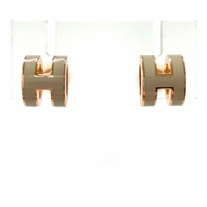 極美品◇HERMES エルメス ミニポップアッシュH マロングラッセ ローズゴールド ピアス アクセサリー フランス製 レディース 箱・保存袋付