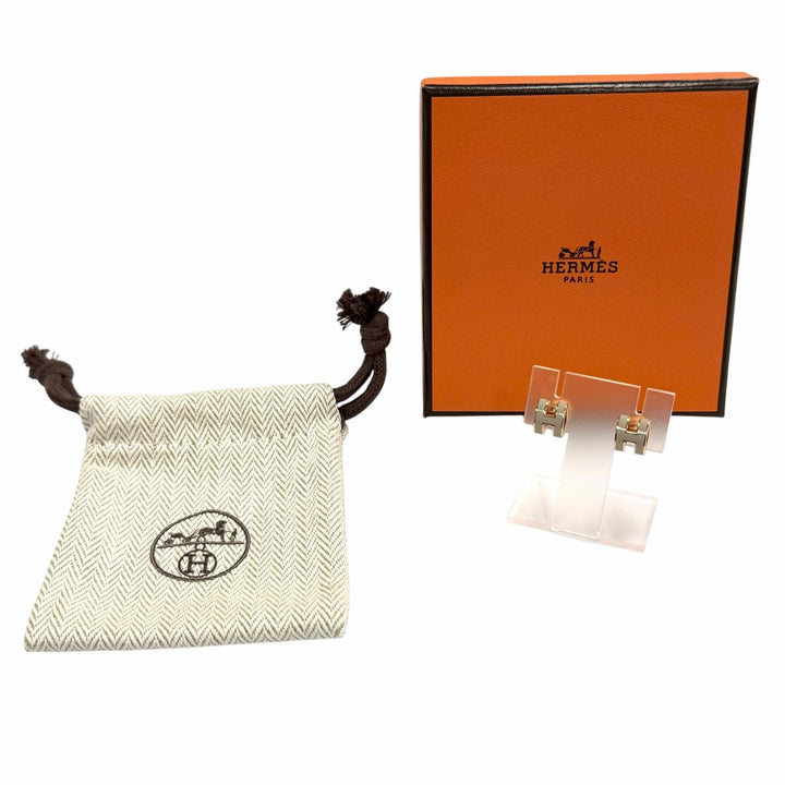極美品◇HERMES エルメス ミニポップアッシュH マロングラッセ ローズゴールド ピアス アクセサリー フランス製 レディース 箱・保存袋付