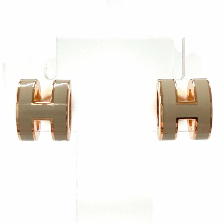 極美品◇HERMES エルメス ミニポップアッシュH マロングラッセ ローズゴールド ピアス アクセサリー フランス製 レディース 箱・保存袋付