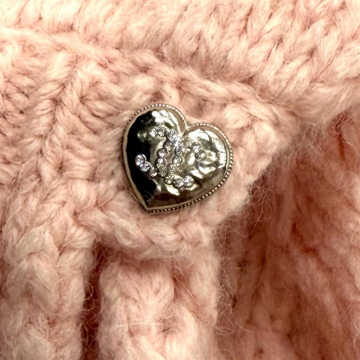 極美品★CHANEL シャネル 21B P71442 ウール アルパカ混 ケープ付 ラインストーンココマーク 鍵編み ニット ピンク 40 イタリア製