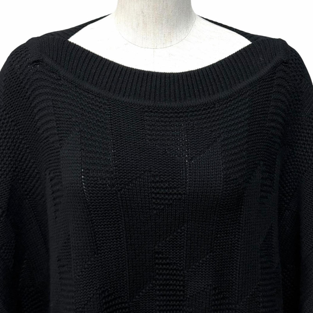 極美品★HERMES エルメス 24AW 2904D3 ウール100％ Hモチーフ ニット ポンチョ ブラック 34 イタリア製 正規品 レディース