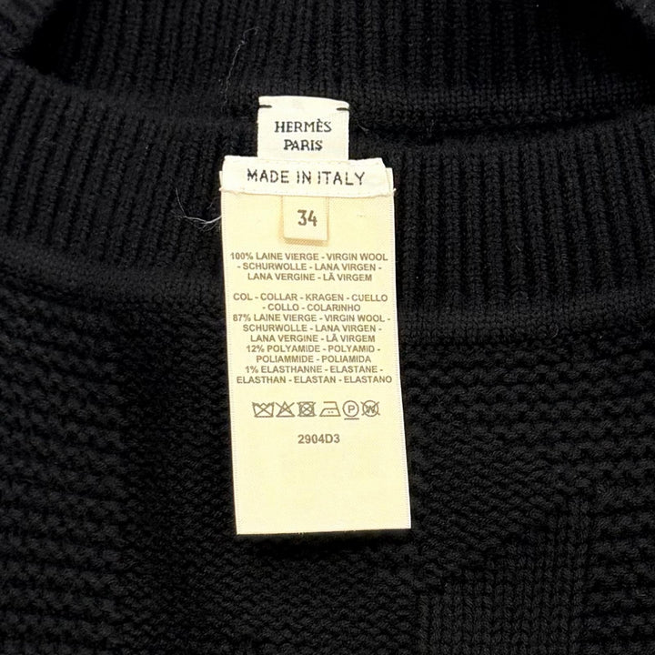 極美品★HERMES エルメス 24AW 2904D3 ウール100％ Hモチーフ ニット ポンチョ ブラック 34 イタリア製 正規品 レディース