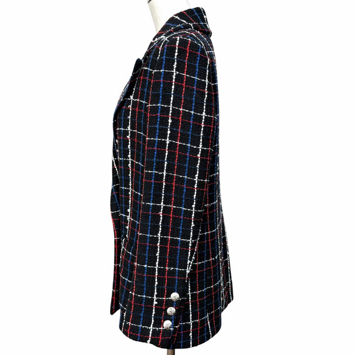 極美品★CHANEL シャネル P77209 ココマークボタン付 ダブルブレスト ツイード ジャケット マルチ 38 フランス製 正規品 レディース