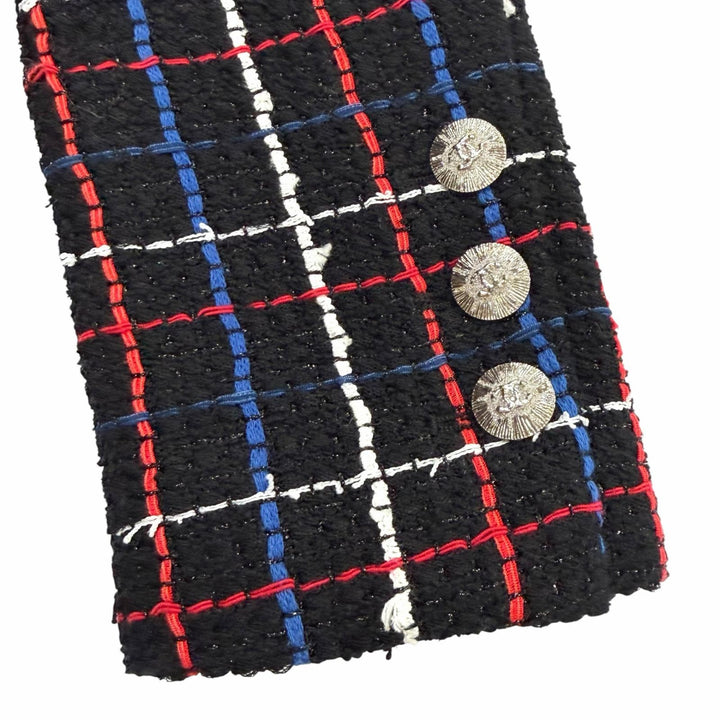 極美品★CHANEL シャネル P77209 ココマークボタン付 ダブルブレスト ツイード ジャケット マルチ 38 フランス製 正規品 レディース