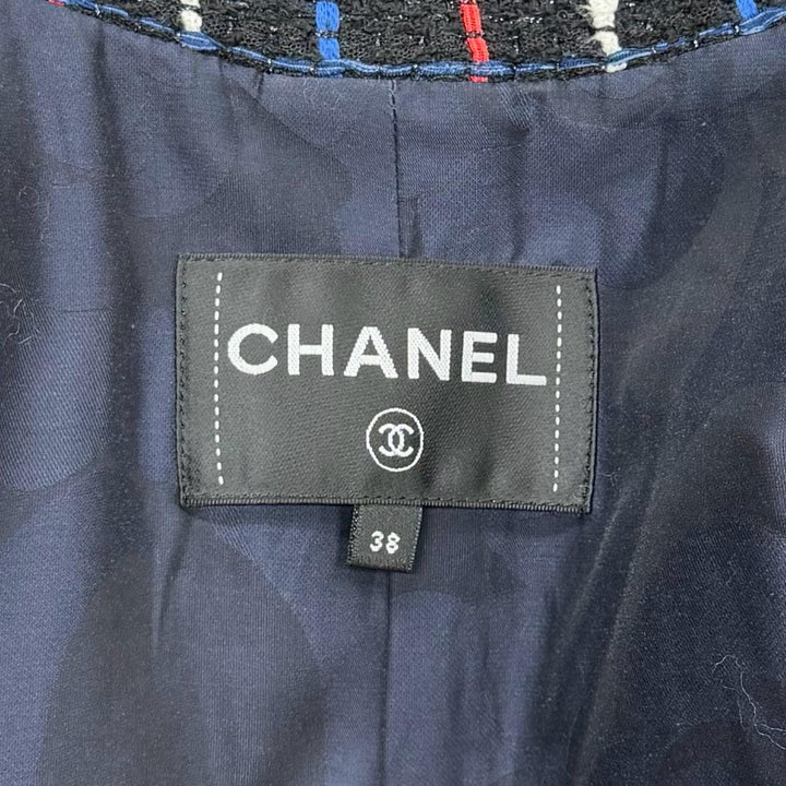 極美品★CHANEL シャネル P77209 ココマークボタン付 ダブルブレスト ツイード ジャケット マルチ 38 フランス製 正規品 レディース