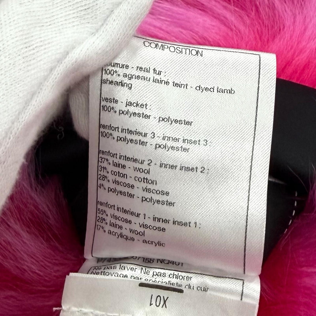 極美品★CHANEL シャネル P74333 リバーシブル ココマークボタン ZIP UP ラムファー ベスト ピンク ブラック 36 イタリア製 正規品