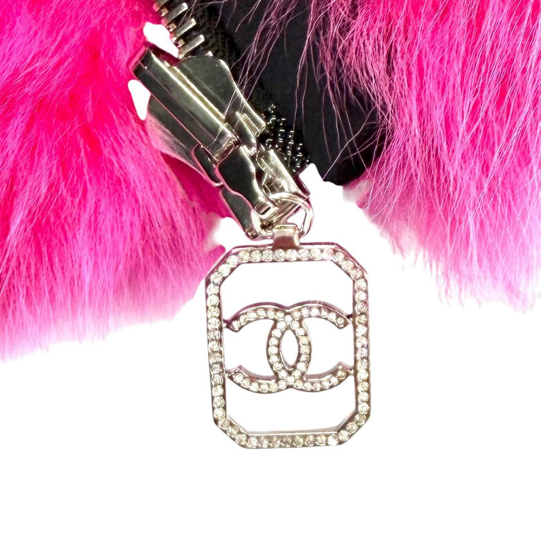 極美品★CHANEL シャネル P74333 リバーシブル ココマークボタン ZIP UP ラムファー ベスト ピンク ブラック 36 イタリア製 正規品