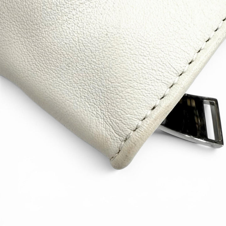 美品★BOTTEGAVENETA ボッテガヴェネタ ミニザツイスト レザー ハンドバッグ ホワイト イタリア製 レディース 保存袋付き