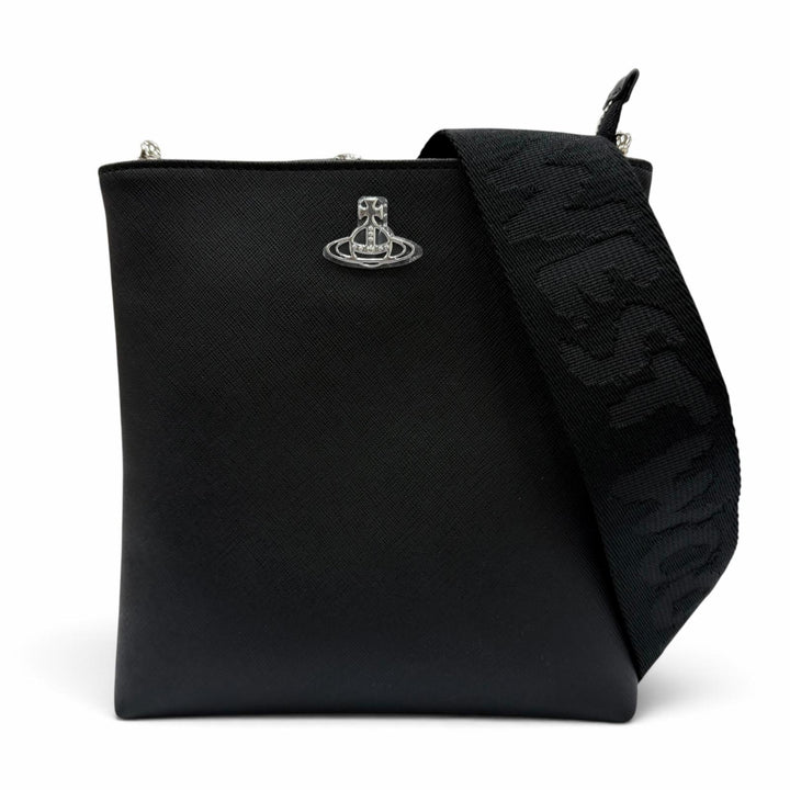 未使用品☆Vivienne Westwood ヴィヴィアンウエストウッド オーブロゴ バイオグリーン レザー クロスボディバッグ ショルダーバッグ 黒