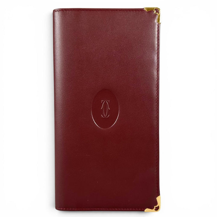 未使用品▲Cartier カルティエ マストライン 2Cモチーフ レザー ロングウォレット 二つ折り財布 ボルドー レディース 箱・保存袋付き