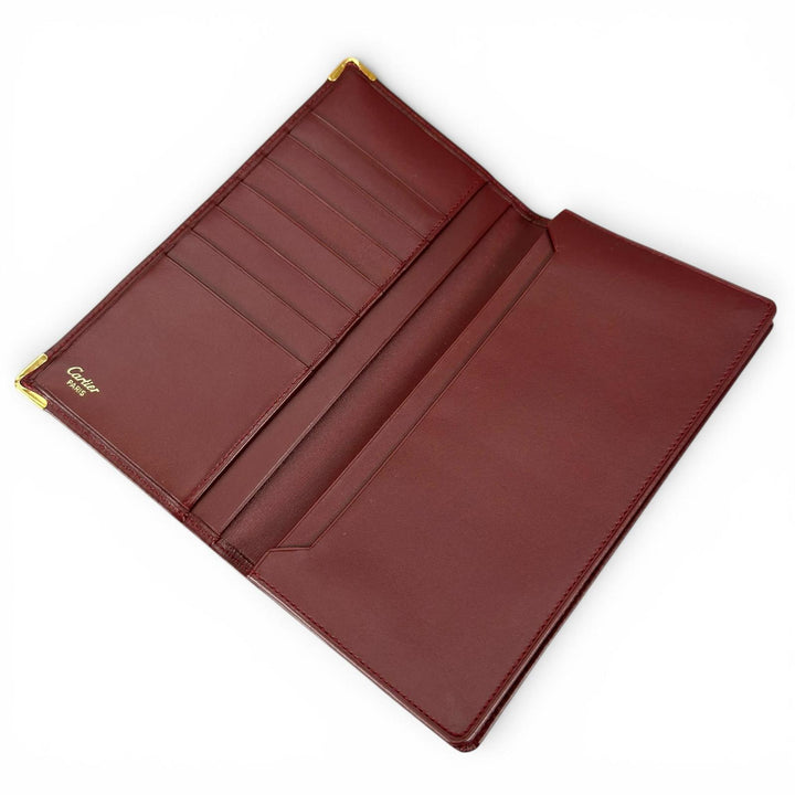 未使用品▲Cartier カルティエ マストライン 2Cモチーフ レザー ロングウォレット 二つ折り財布 ボルドー レディース 箱・保存袋付き