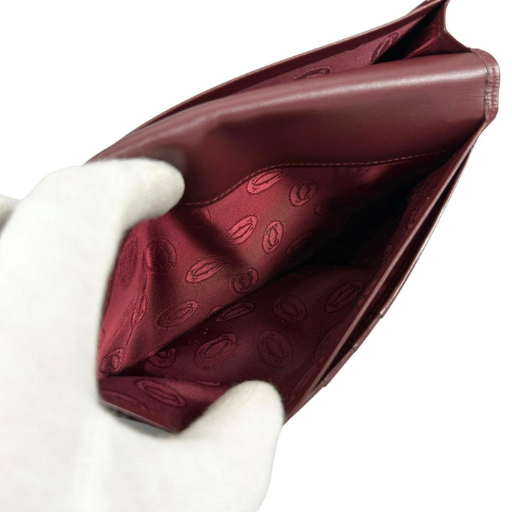 未使用品▲Cartier カルティエ マストライン 2Cモチーフ レザー ロングウォレット 二つ折り財布 ボルドー レディース 箱・保存袋付き