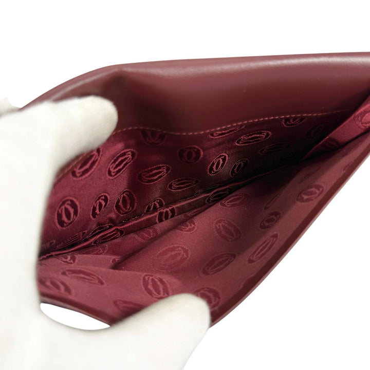 未使用品▲Cartier カルティエ マストライン 2Cモチーフ レザー ロングウォレット 二つ折り財布 ボルドー レディース 箱・保存袋付き