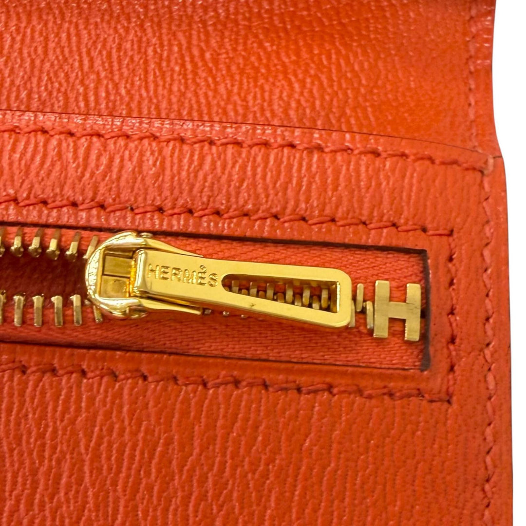 未使用品□HERMES エルメス ベアン スフレ アリゲーター Hロゴ ゴールド金具 長財布 オレンジポピー X刻印入り フランス製 メンズ 箱付き