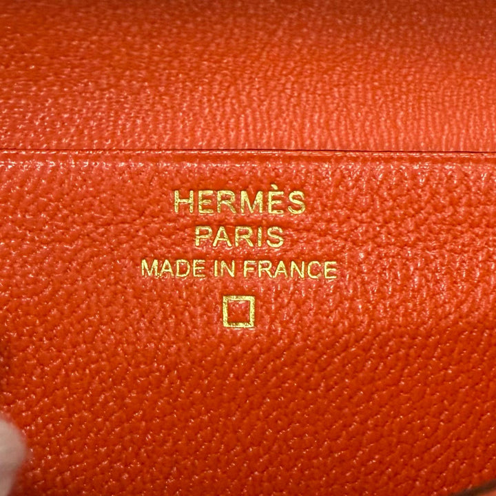 未使用品□HERMES エルメス ベアン スフレ アリゲーター Hロゴ ゴールド金具 長財布 オレンジポピー X刻印入り フランス製 メンズ 箱付き
