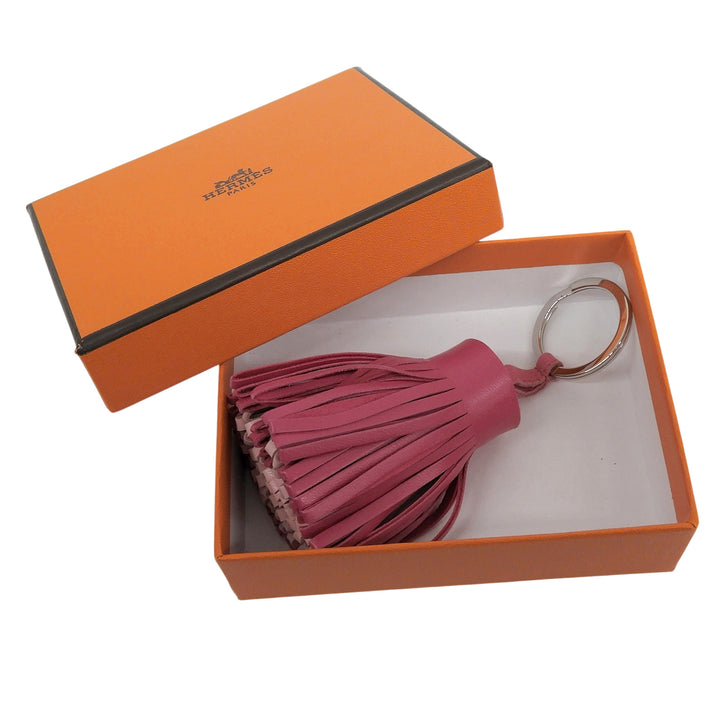 極美品▲HERMES エルメス カルメン アニョーミロ シルバー金具 キーリング バッグチャーム ピンク フランス製 レディース 箱付き