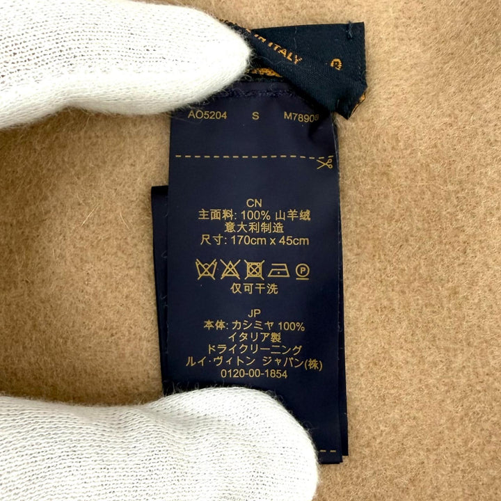 極美品★ルイヴィトン 2024年製 M78908 マフラー レイキャビック カシミヤ100％ 現行品 フリンジ 170cm×45cm 正規品 定価154000円