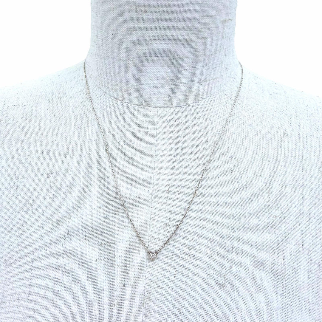 美品☆TIFFANY&amp;Co. ティファニー エルサペレッティ ダイヤモンド バイザヤードシングル ダイヤモンド ペンダント AG925 重量1.6g 箱袋付