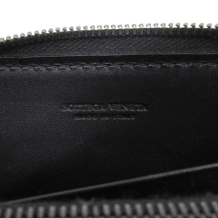 美品▲BOTTEGAVENETA ボッテガヴェネタ イントレチャート ラウンドジップ レザー ロングウォレット 長財布 ネイビー ブラック メンズ
