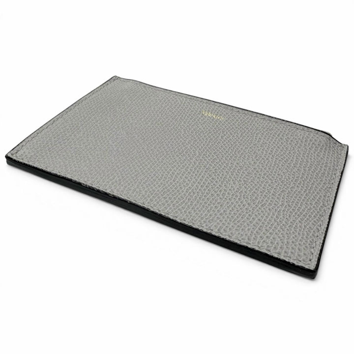 未使用品□Valextra ヴァレクストラ MP9780 牛革 フラグメントケース カードケース コインケース グレー イタリア製 メンズ 箱・保存袋付