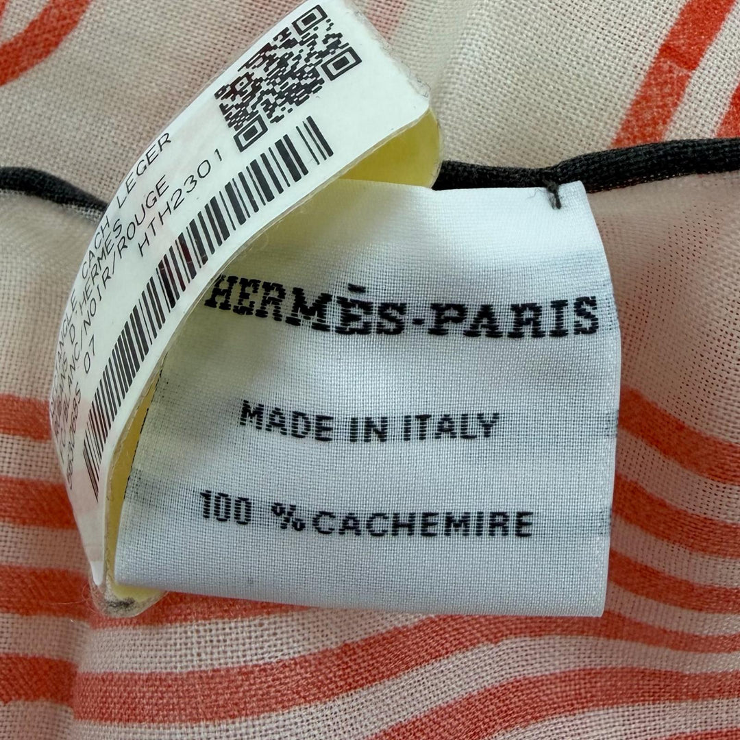 未使用品☆HERMES エルメス 2023年製 CACH LEGER RUBANS DHERMES レクタングル カシミヤ100％ BLANC/NOIR/ROUGE スカーフ レディース