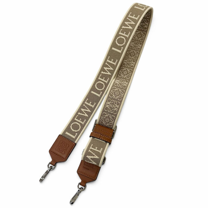 極美品□LOEWE ロエベ C073T87X01 キャンバス レザー アナグラム ショルダーストラップ ベージュ ブラウン スペイン製 メンズ 保存袋付き