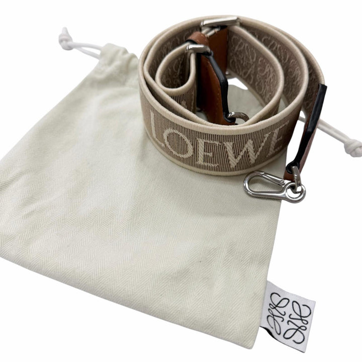 極美品□LOEWE ロエベ C073T87X01 キャンバス レザー アナグラム ショルダーストラップ ベージュ ブラウン スペイン製 メンズ 保存袋付き