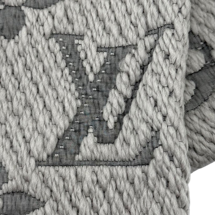 美品★LOUIS VUITTON ルイヴィトン M74742 エシャルプ ロゴマニア ウール シルク混 グリペルル フリンジ マフラー イタリア製 正規品