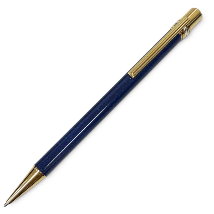 美品□Cartier カルティエ マスト ドゥ カルティエ トリニティ ツイスト式 ボールペン ブルーマーブル ゴールド フランス製 メンズ