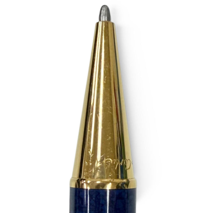美品□Cartier カルティエ マスト ドゥ カルティエ トリニティ ツイスト式 ボールペン ブルーマーブル ゴールド フランス製 メンズ