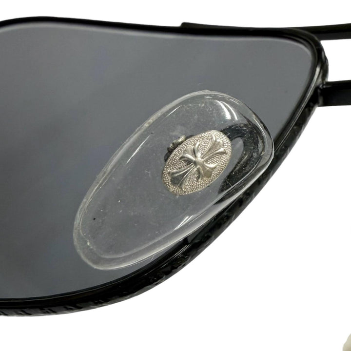 良品▼CHROME HEARTS クロムハーツ THE BEAST I ウッド 925 CHクロステンプル サングラス ブラック ブラウン 日本製 総重量37.46g メンズ