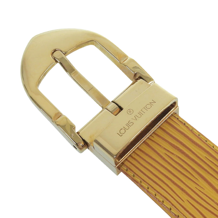 美品▲LOUIS VUITTON ルイヴィトン R10051 サンチュール エピレザー ベルト イエロー ゴールド金具 85/34 フランス製 メンズ