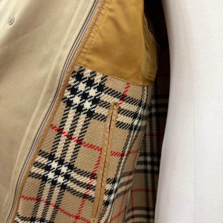 極美品▼Burberrys バーバリー ヴィンテージ ライナー付き 裏地ノバチェック柄 比翼仕立て ステンカラーコート ベージュ Mサイズ相当