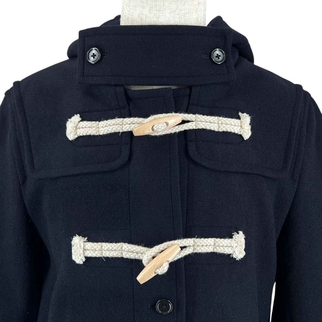 極美品▲Brooks Brothers ブルックスブラザーズ メルトン地 ウッドトグルボタン フード付 ダッフルコート ネイビー XS 正規品 メンズ